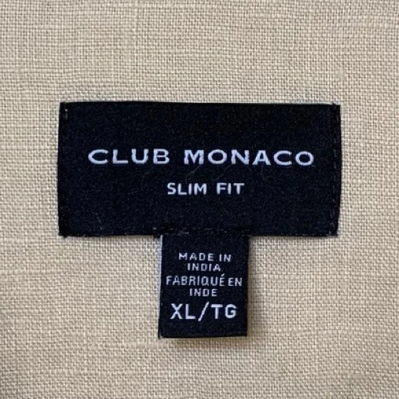 Club Monaco Yellow 100% Linen Slim Fit Shirt - Picture 7 of 8